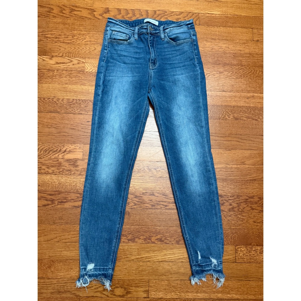 Flying Monkey Womens High Rise Skinny Jeans Distressed Raw Step Hem Y3665 29